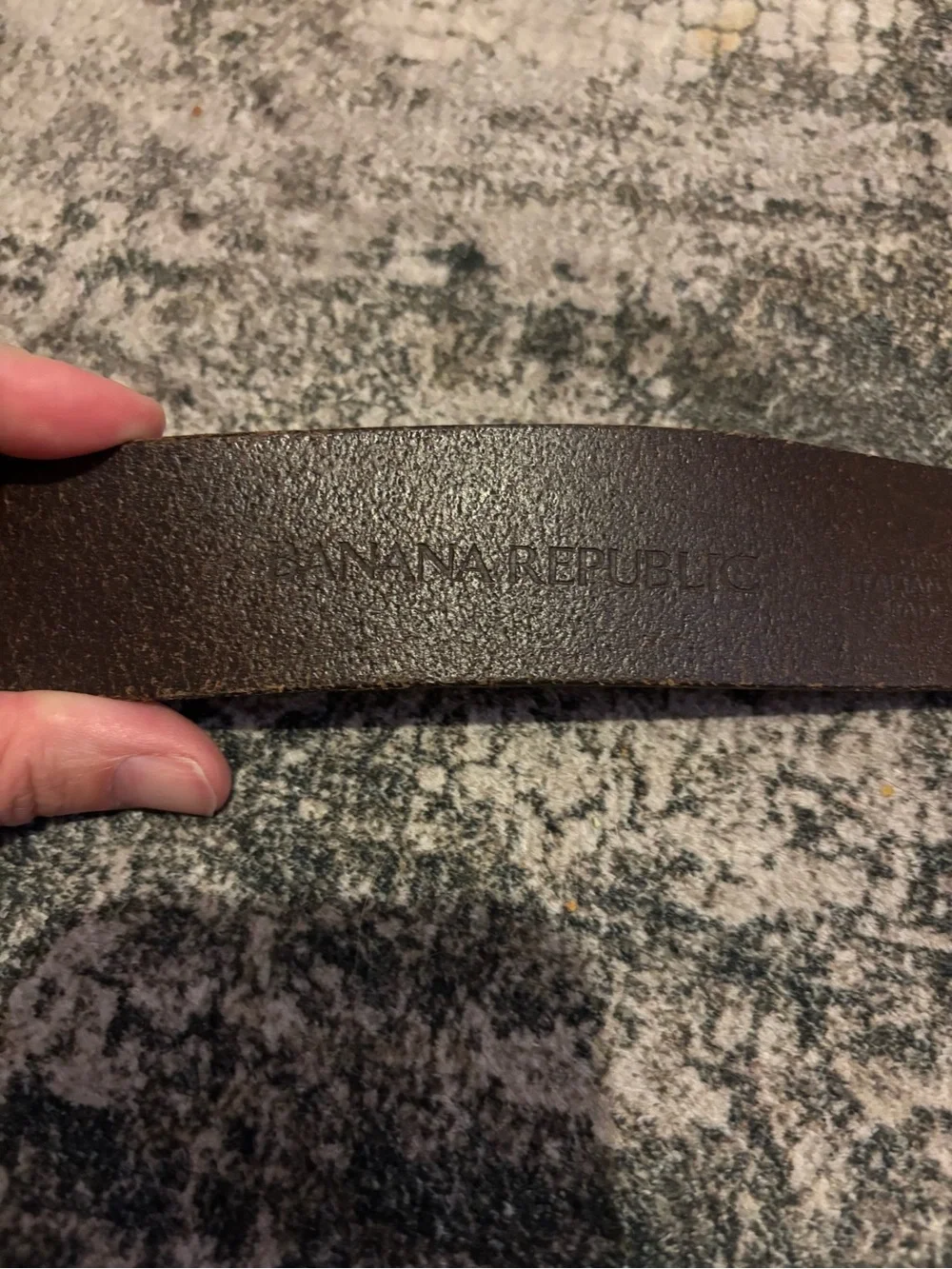 Banana Republic Dark Brown Leather Belt with Silver Rectangular Buckle